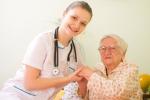 a nurse and an elderly woman